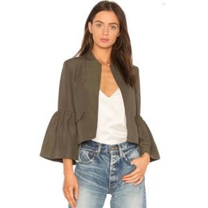 Ulla Johnson Mavis Bell Sleeve Open Jacket Olive Green Size 4